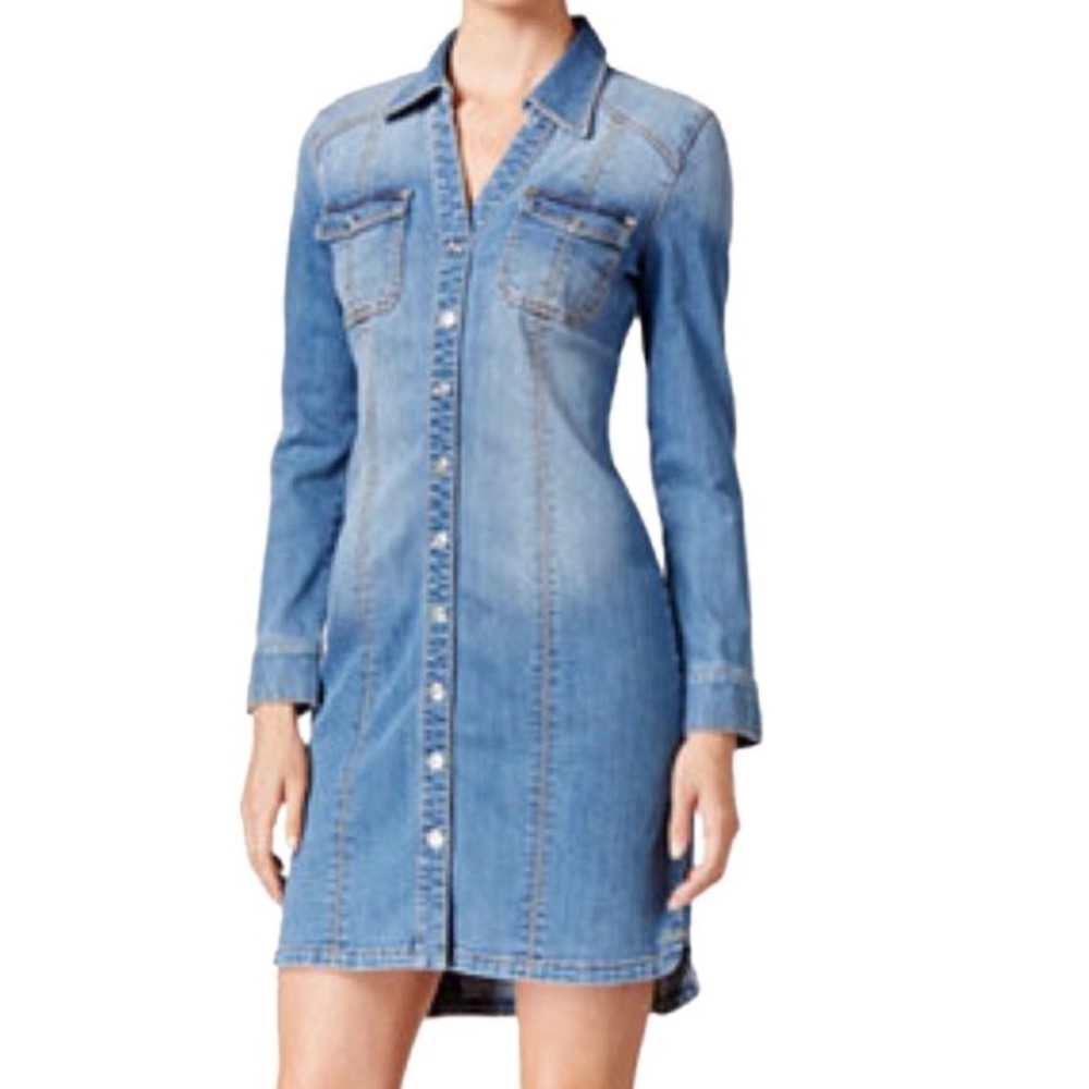 Inc Denim Button Down Shirtdress Size 10